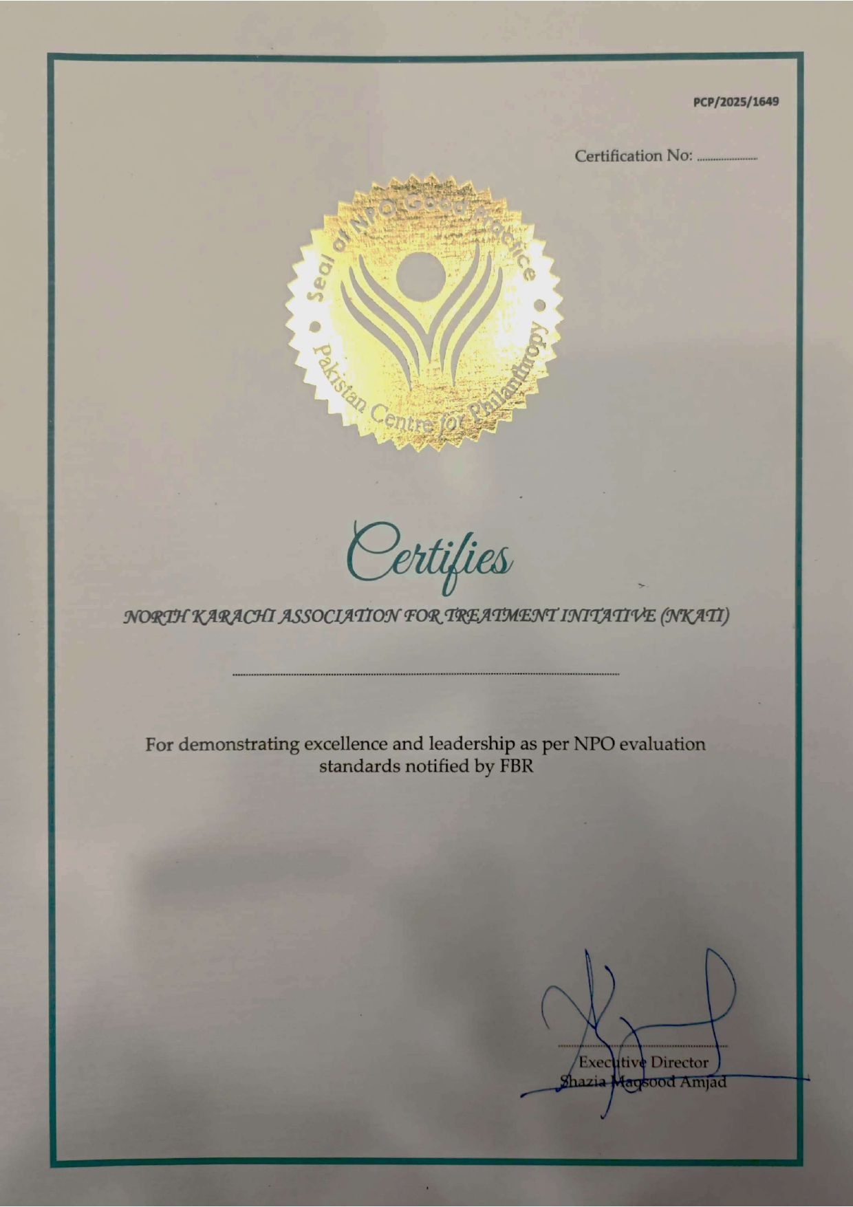 PCP Certificate